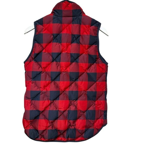 J.CREW Buffalo Check Vest XXS Puffer Red Blue Preppy Plaid Down Feather Jacket - Picture 8 of 11